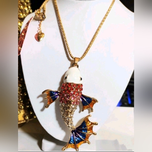 Betsey Johnson Jewelry - Betsey Johnson Multicolor Rhinestone Koi Fish Necklace